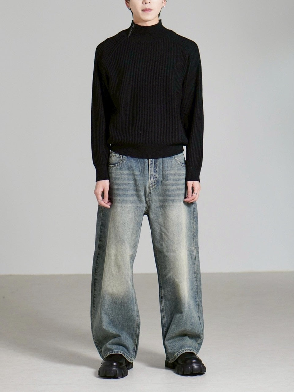 受注制【Chikashitsu +】brush wide leg denim pants / 【チカシツプラス】ブラッシュワイドデニムパンツ (3color)