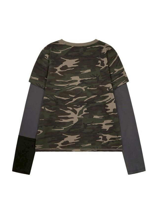 【AAKAM】Camouflage layered Long Sleeve