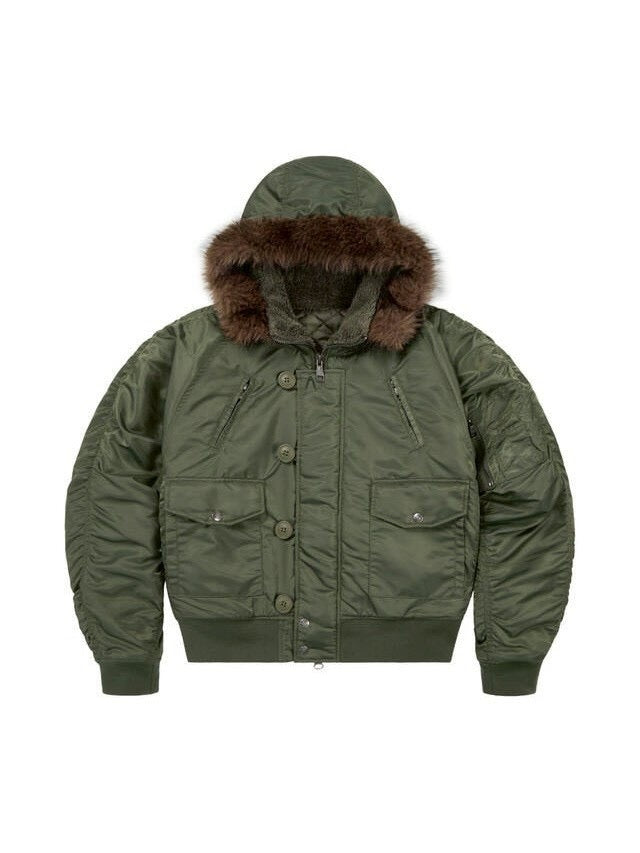 【AAKAM】Hooded Fur MA-1 Jacket