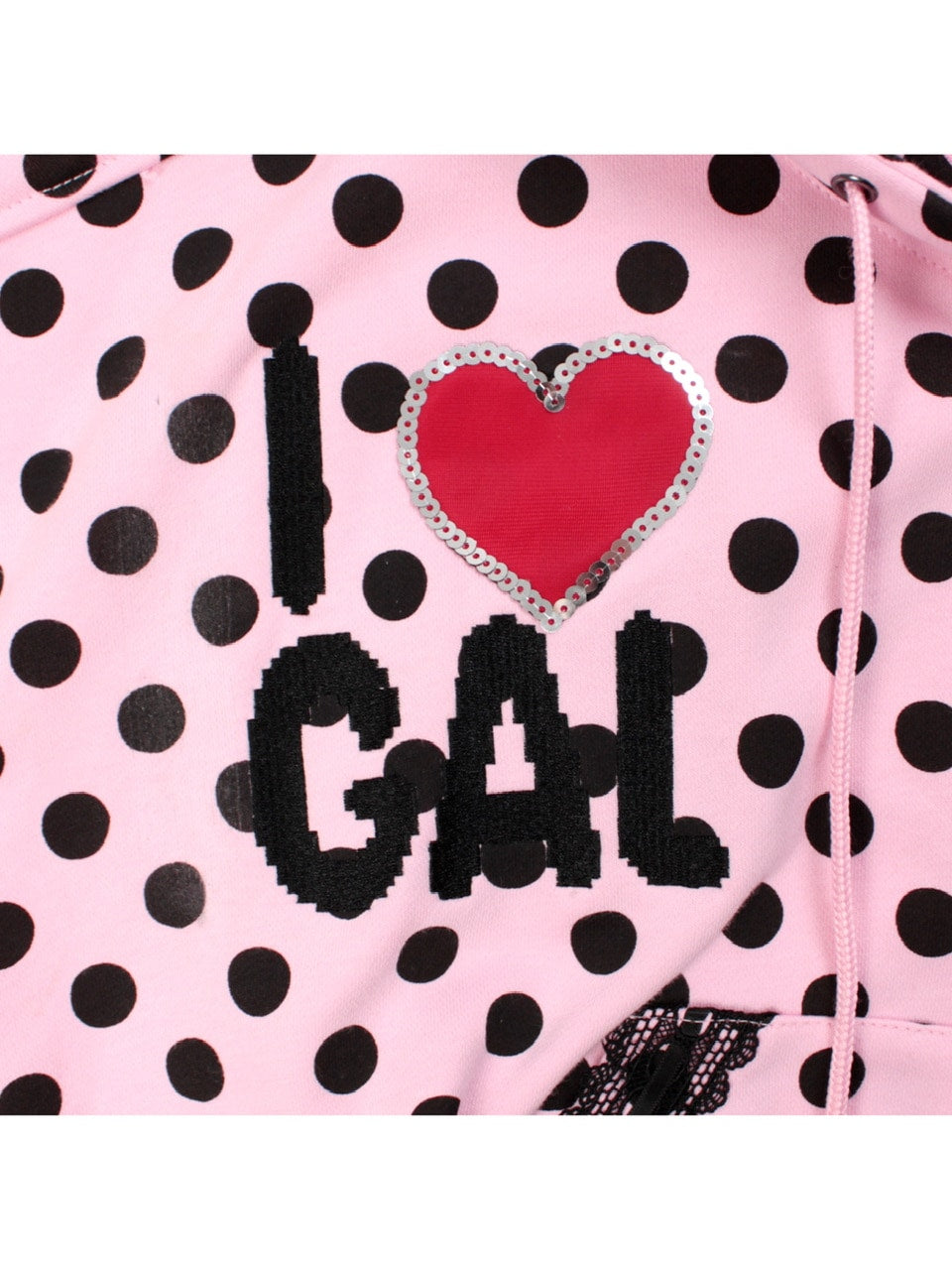 【GALFY】ポップポップI LOVE GALパーカー / 【ガルフィー】バックデザインドット耳付きジップアップパーカー