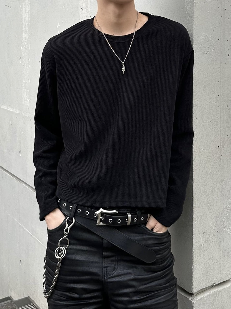 大阪店WEB限定受注制【Chikashitsu＋】cropped waffle long sleeve / 【チカシツプラス】クロップワッフルロングスリーブ (2color)