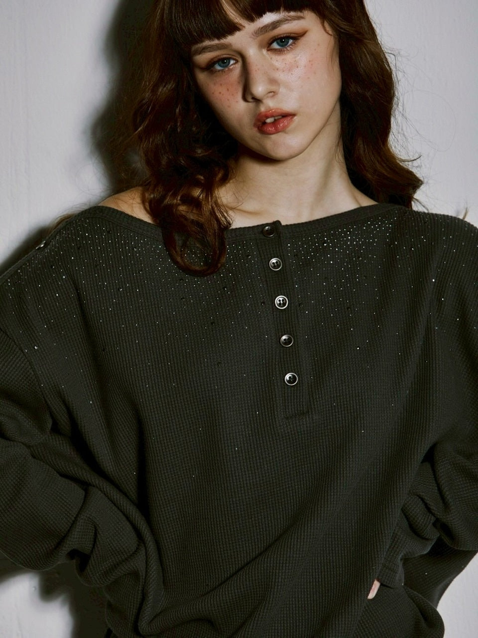 【GATELESS】WAFFLE LONG SLEEVE / 【ゲートレス】ワッフルオフショル長袖Tシャツ