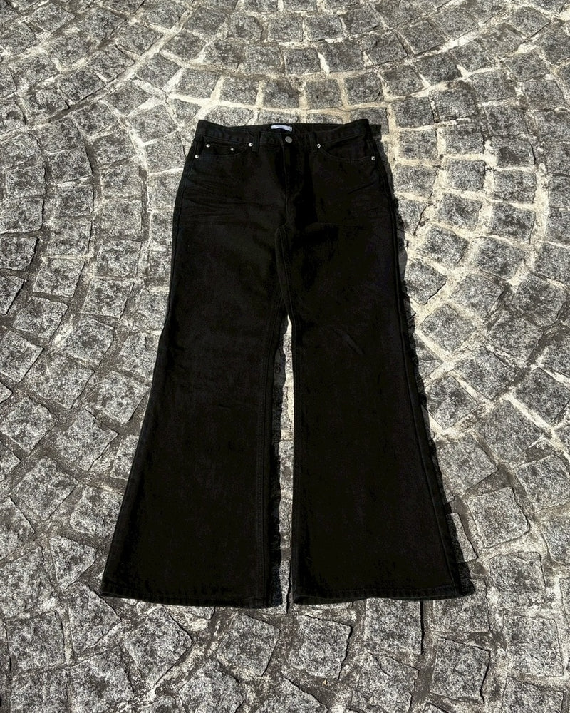 受注制【youll】essential black flare denim pants