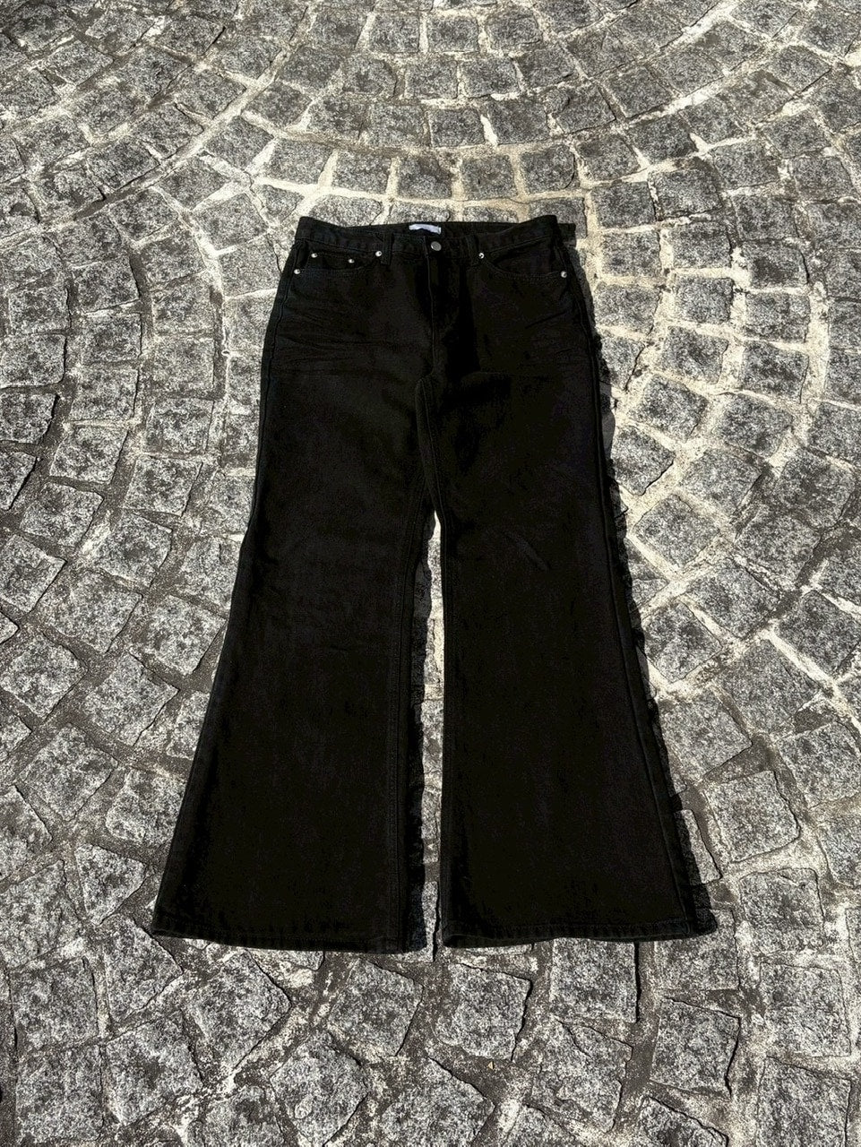 受注制【youll】essential black flare denim pants
