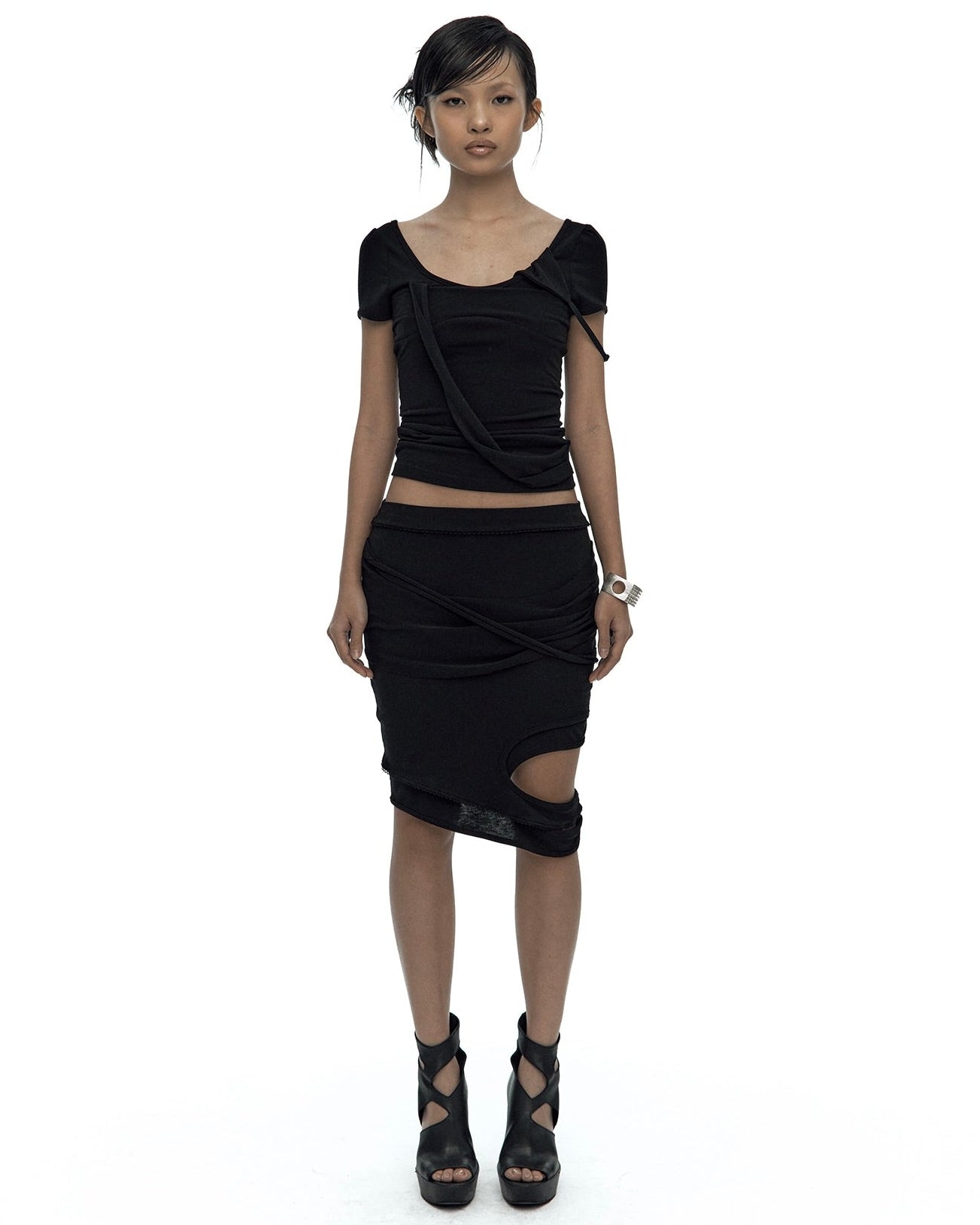【Kashiko】Peek-a-boo Strap Skirt