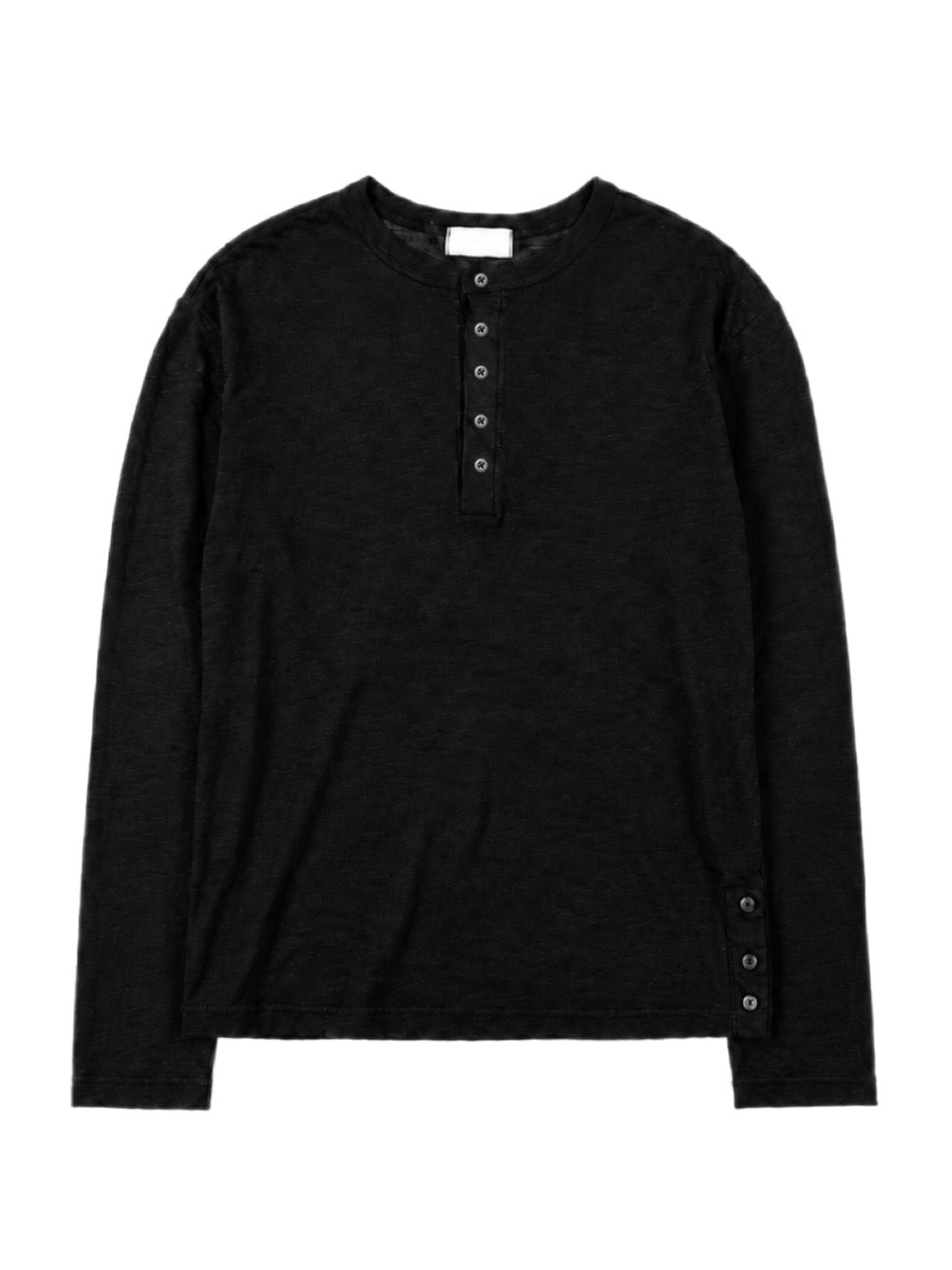 受注制【Chikashitsu +】sheer cotton henley neck long sleeve (4color)