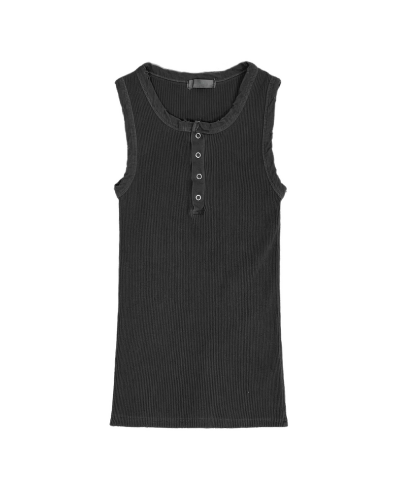 受注制【Chikashitsu +】pigment henley neck sleeveless (3color)