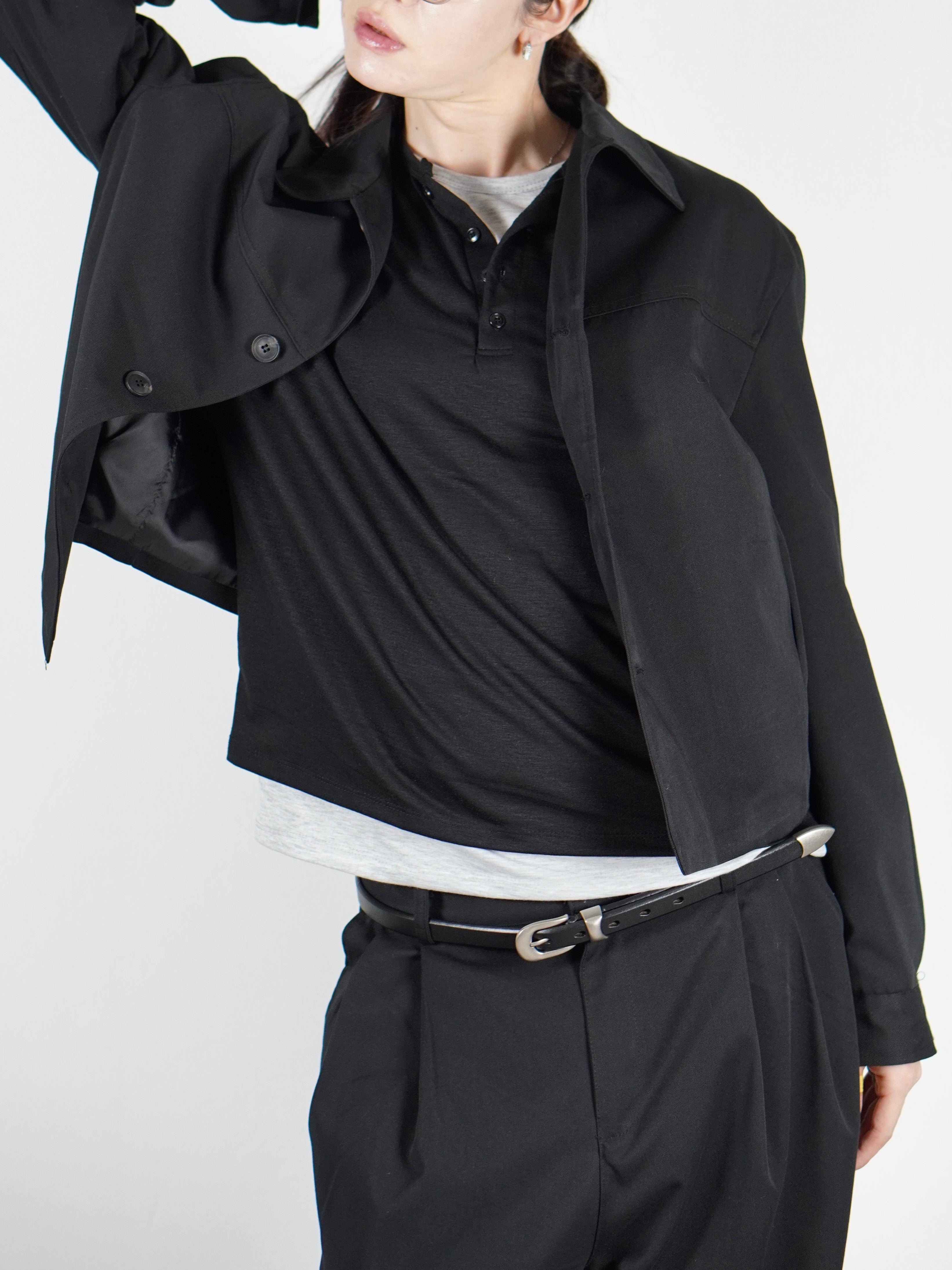 受注制【Chikashitsu +】cropped button jacket