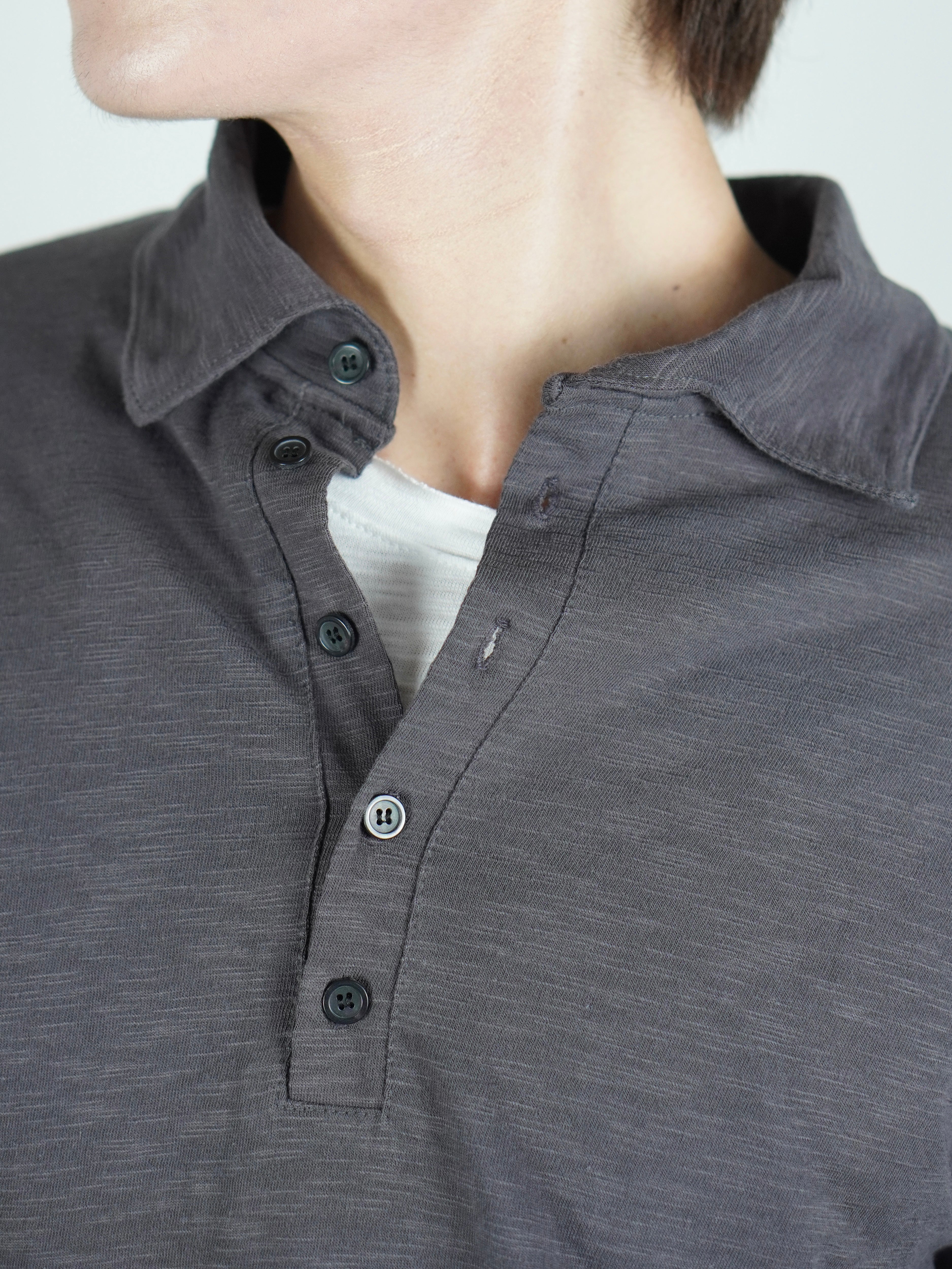 受注制【Chikashitsu +】sheer cotton polo long sleeve (3color)