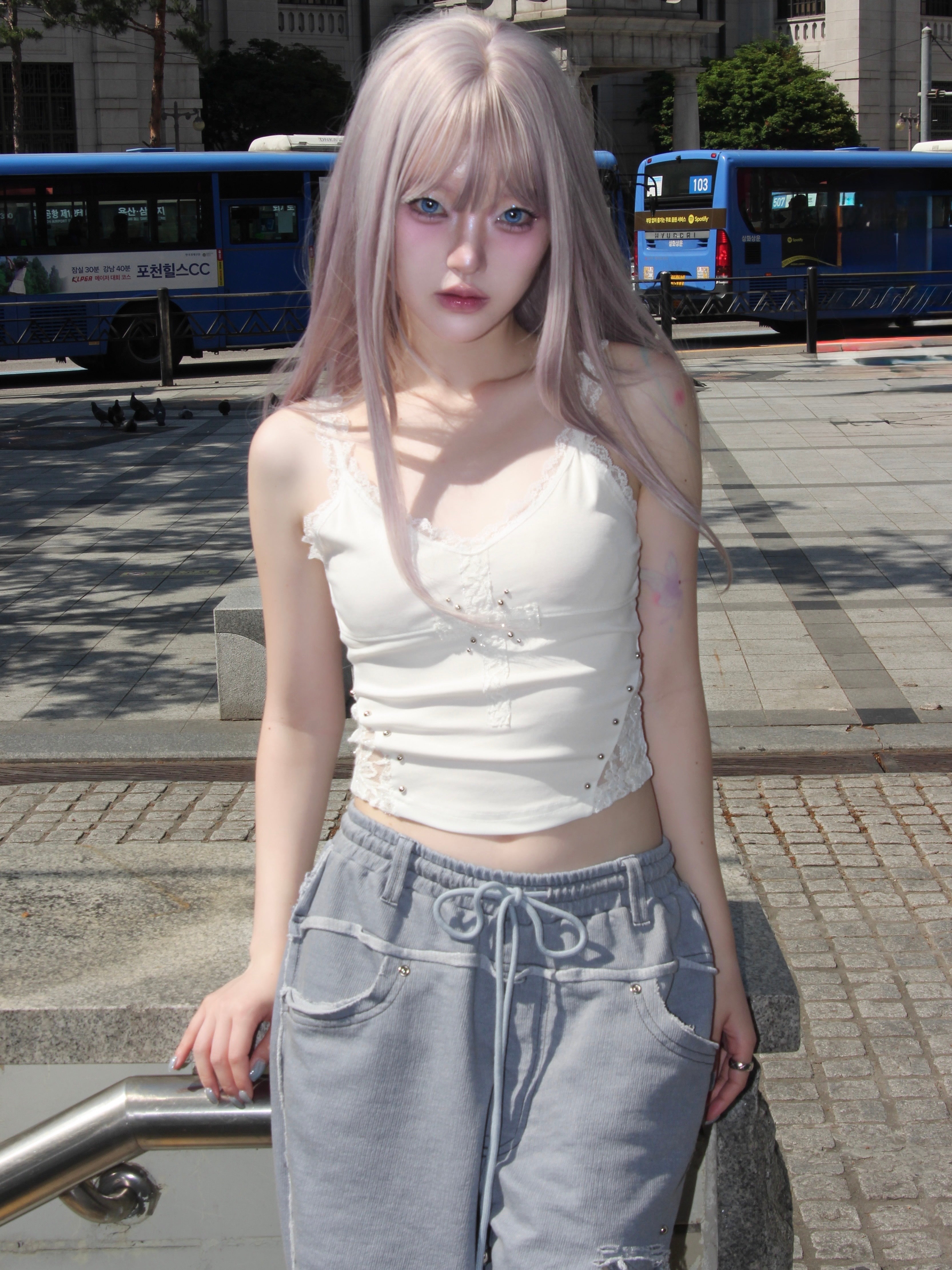 6/7 20:00発売【CHERRYQUIRI】cross patch lace sleeveless