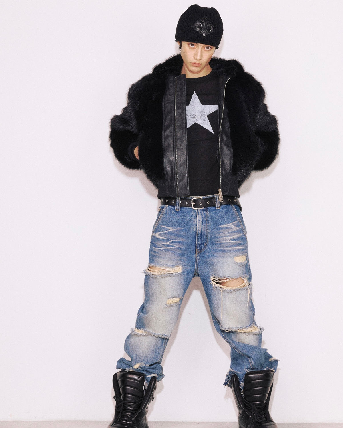 【LECYTO】Imperium Leather Patch Beanie