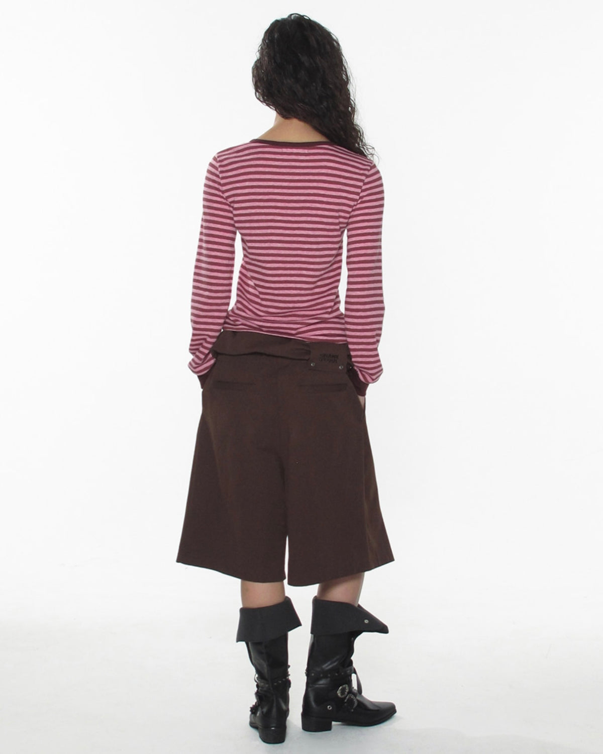【CRANK】COZY STRIPE V-NECK TOP