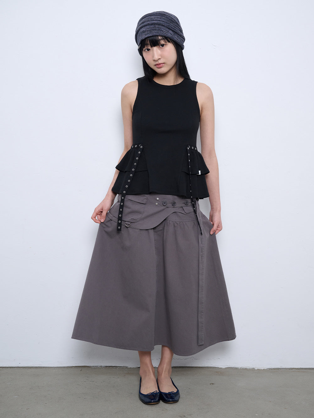 6/8 21:00発売【TUOMIO】WASHED BELT BAG SKIRT