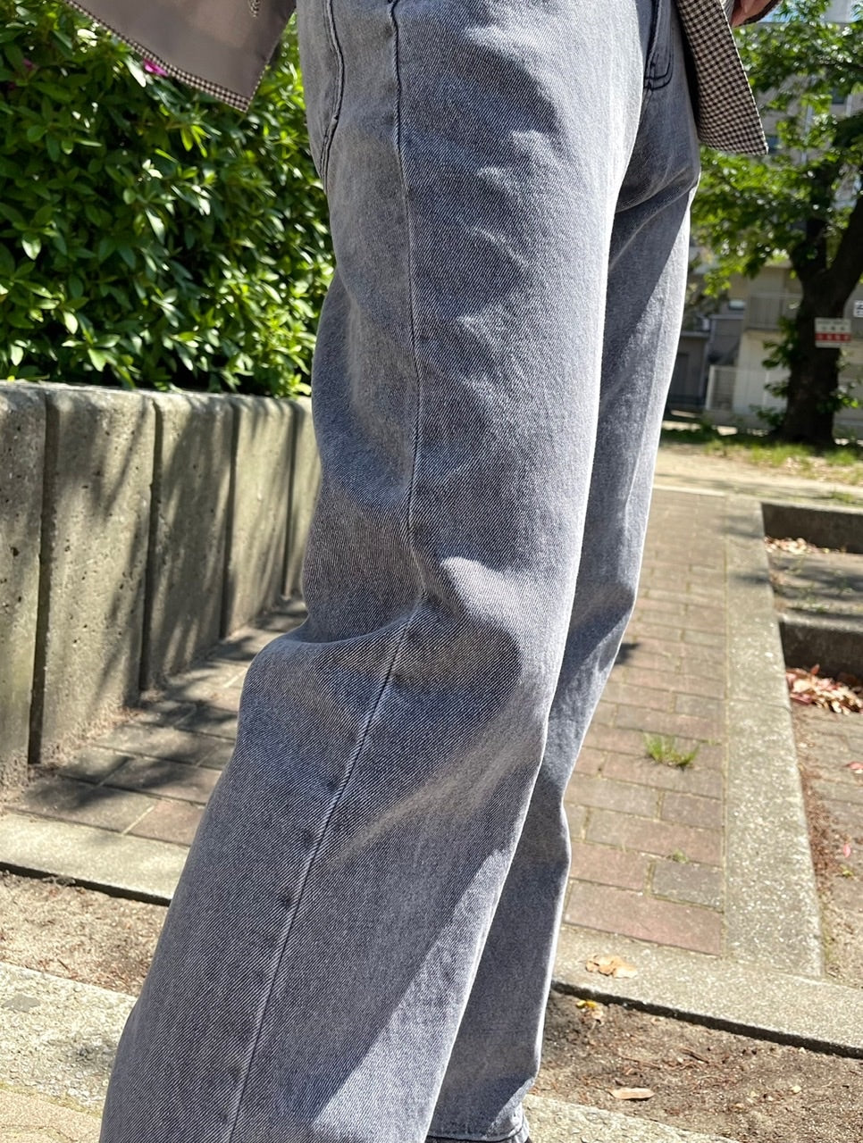 受注制【Chikashitsu +】semi wide denim pants