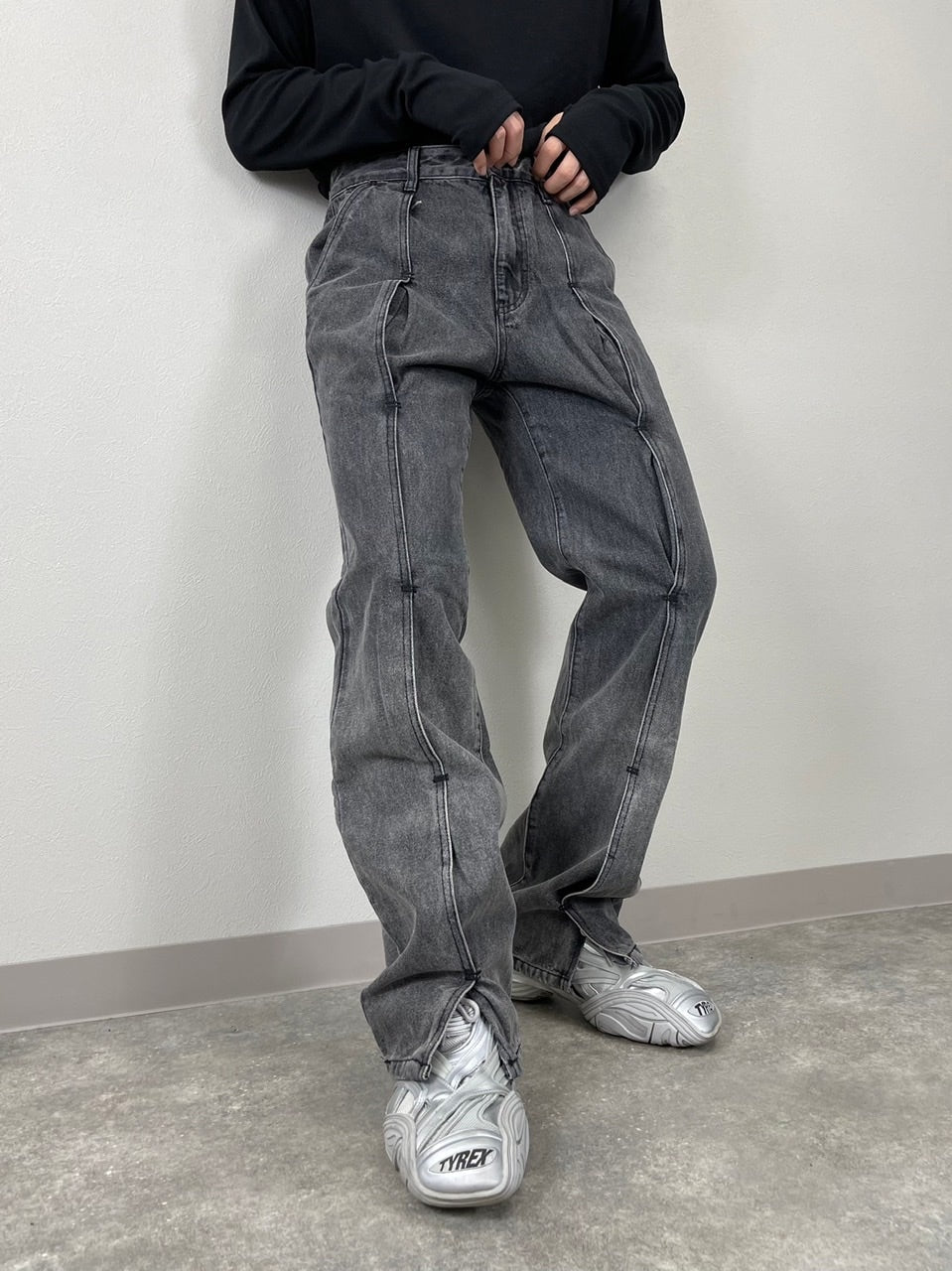 受注制【Chikashitsu +】design denim pants