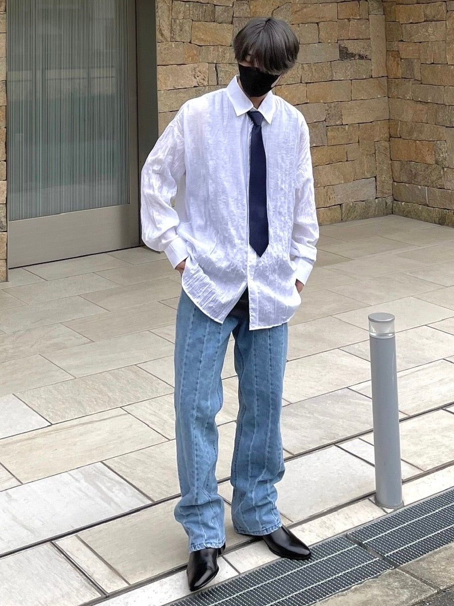 受注制【Chikashitsu +】stitch design denim pants (2color)