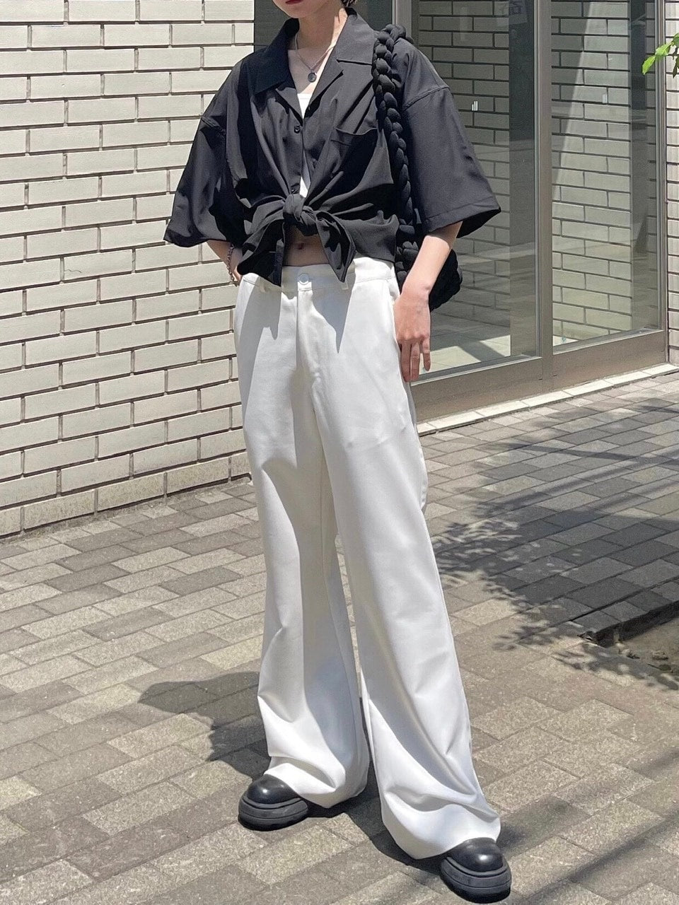 【Chikashitsu + ORIGINAL】full length flare slacks (2color)