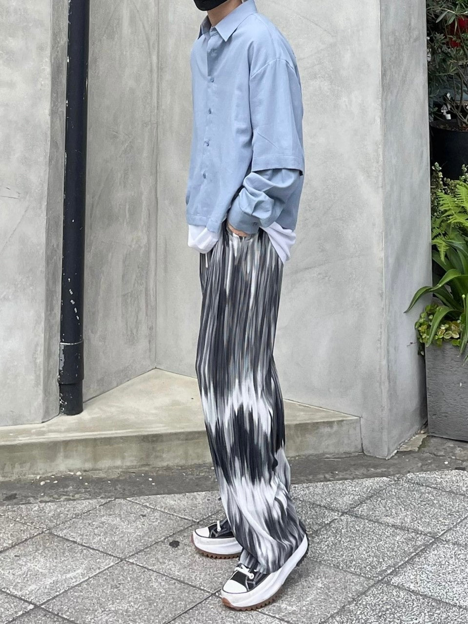 受注制【Chikashitsu +】pattern pleats pants (2color)