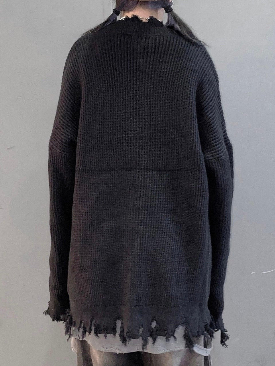 【Never mind the XU】damage knit cardigan (2color)