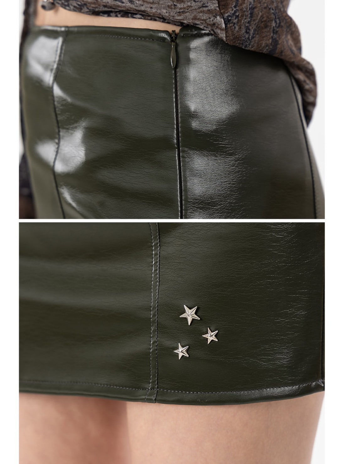 【runningHIGH】ENAMEL LEATHER MINI SKIRT