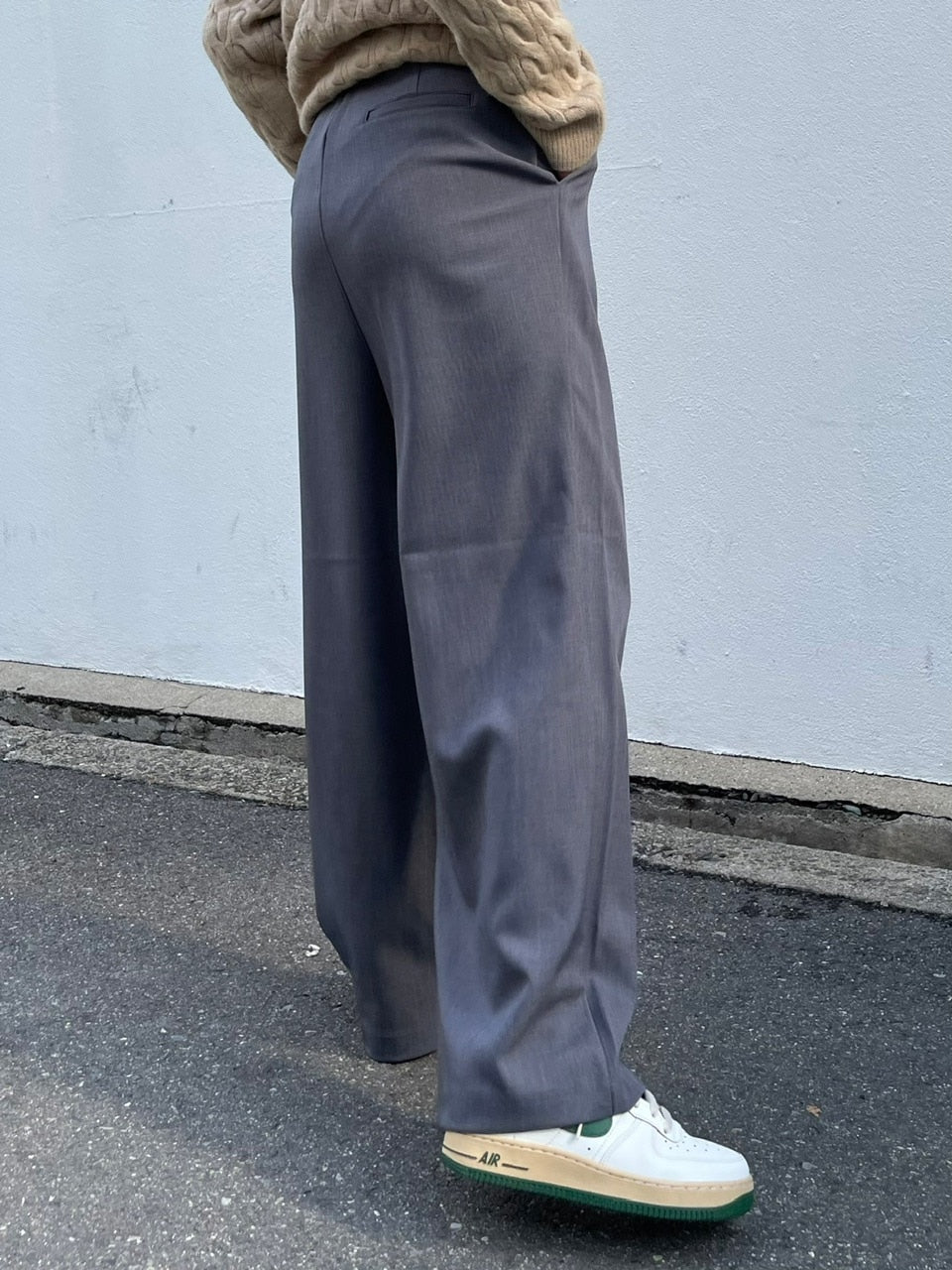 【Chikashitsu +】waist belt tuck slacks (3color)