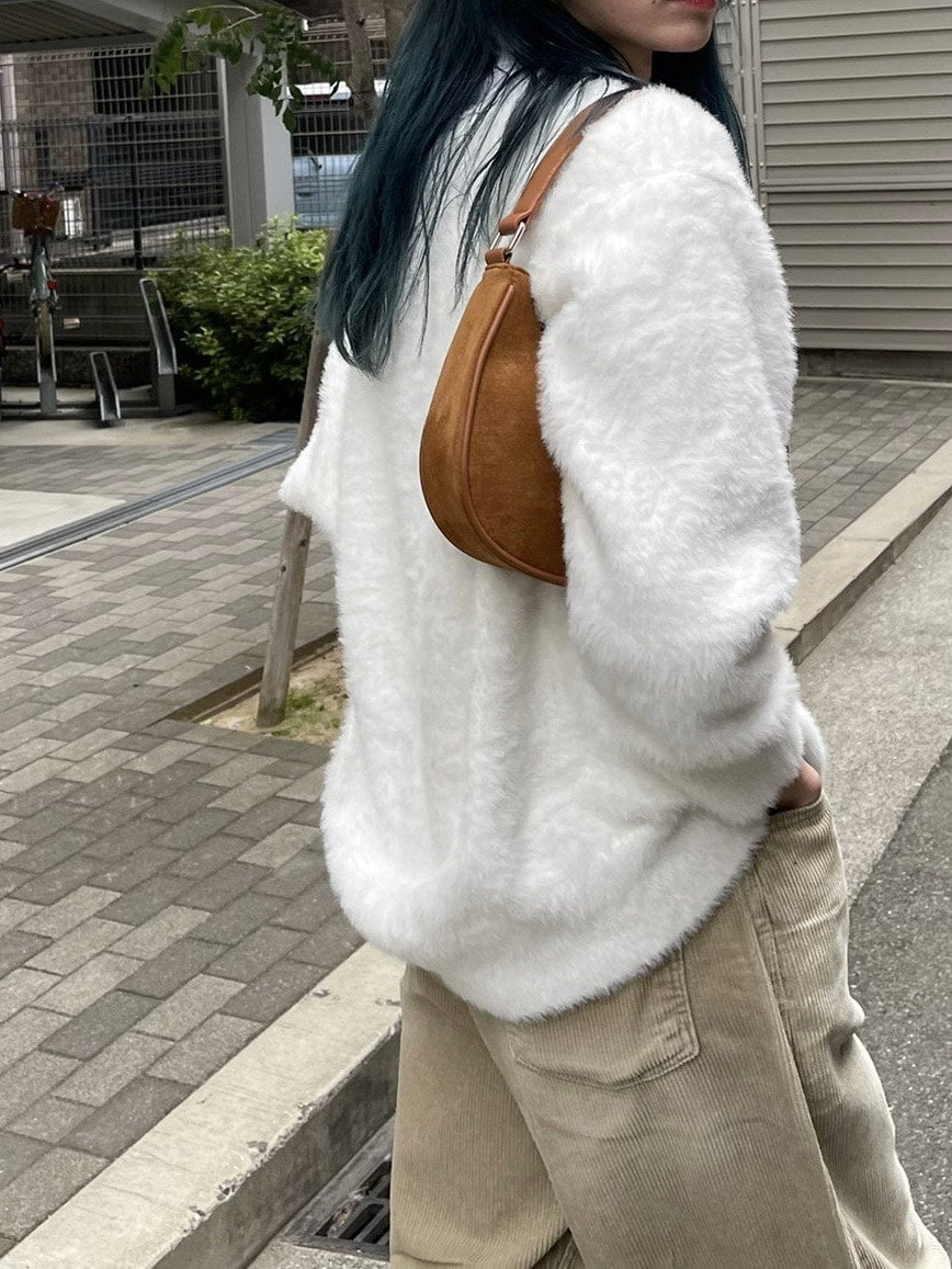 受注制【Chikashitsu +】suede moon hand bag (2color)