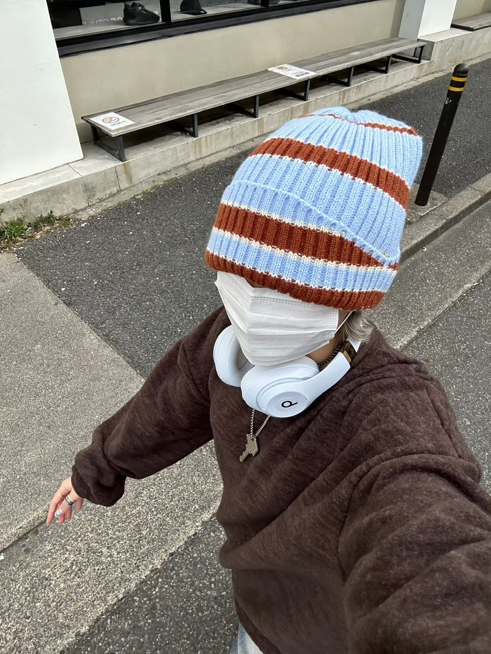 受注制【Chikashitsu +】border beanie (7color)