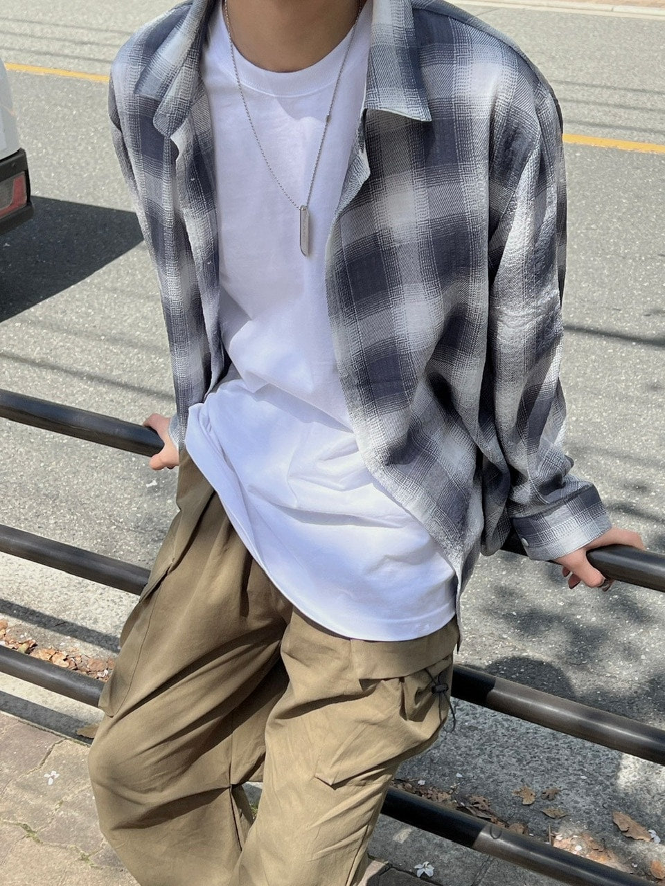大阪店WEB限定受注制【Chikashitsu +】over fit shadow check shirt (3color)