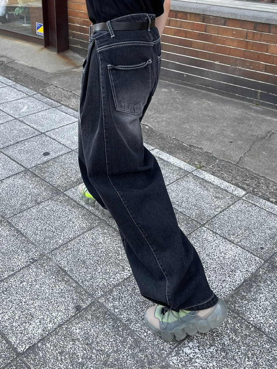 受注制【Chikashitsu +】snap button stitch denim pants / 【チカシツプラス】スナップボタンスティッチデニムパンツ