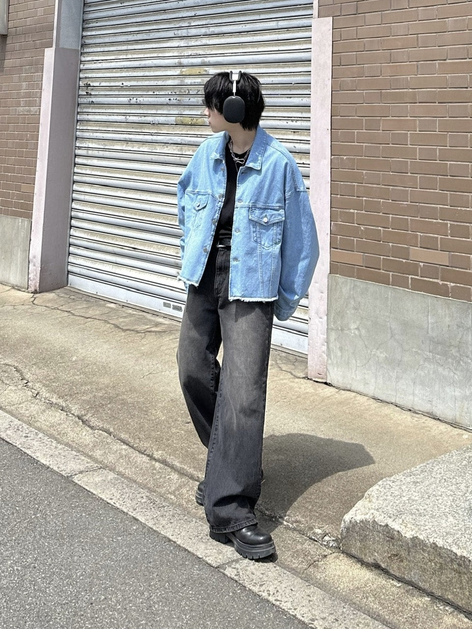大阪店WEB限定受注制【Chikashitsu +】cutting cropped denim jacket