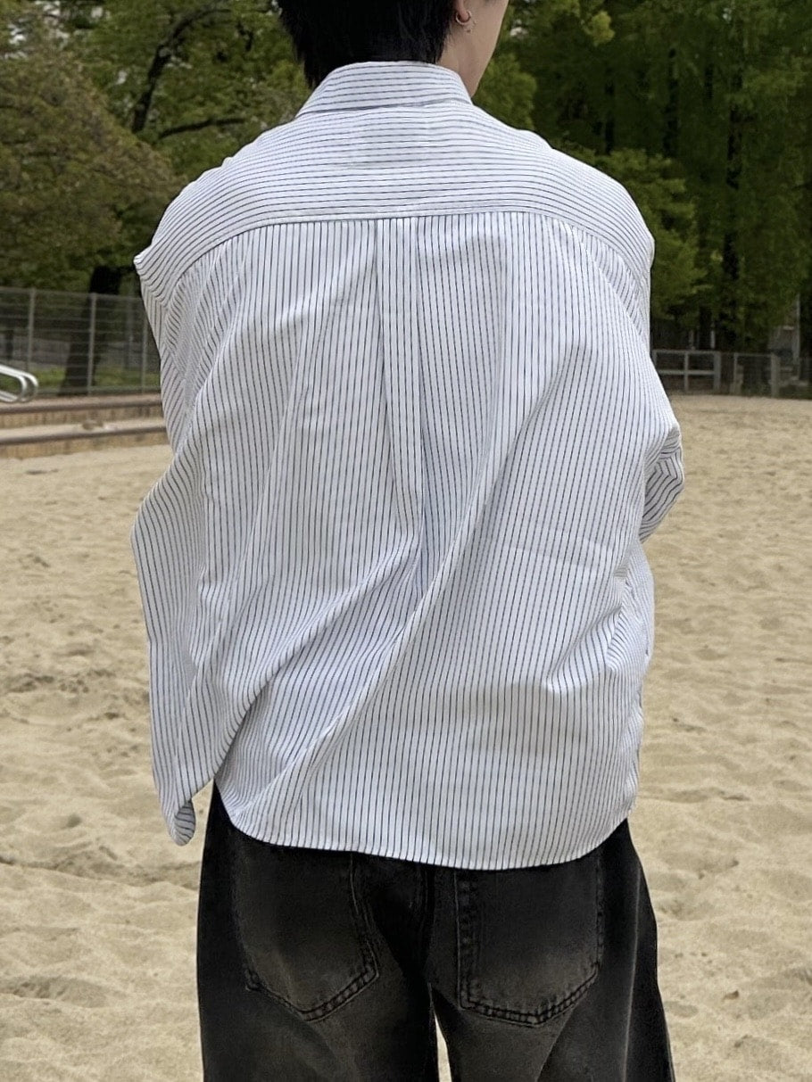 大阪店WEB限定受注制【Chikashitsu +】cropped stripe shirts (2color)