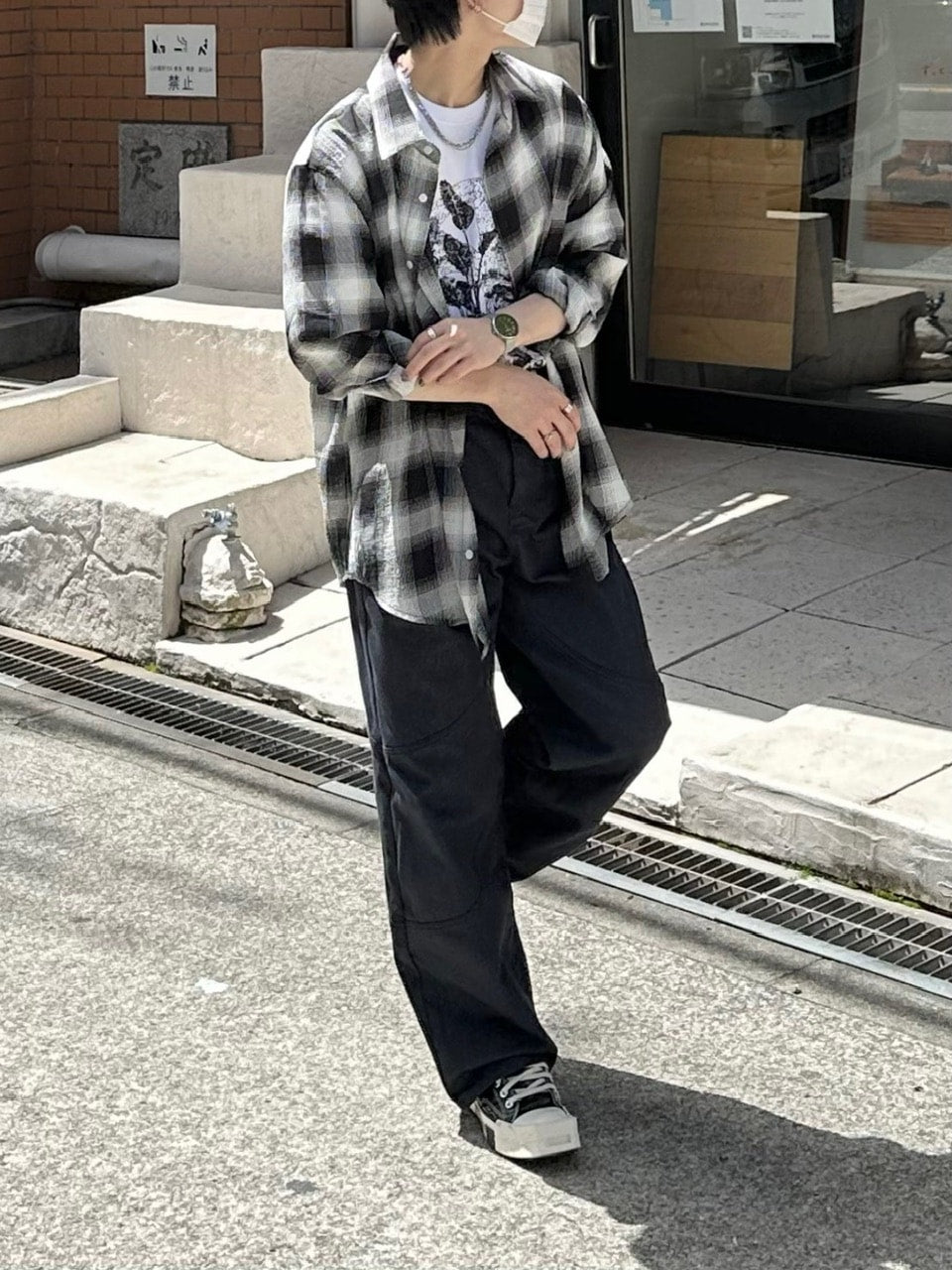 受注制【Chikashitsu +】set up design denim pants (2color)