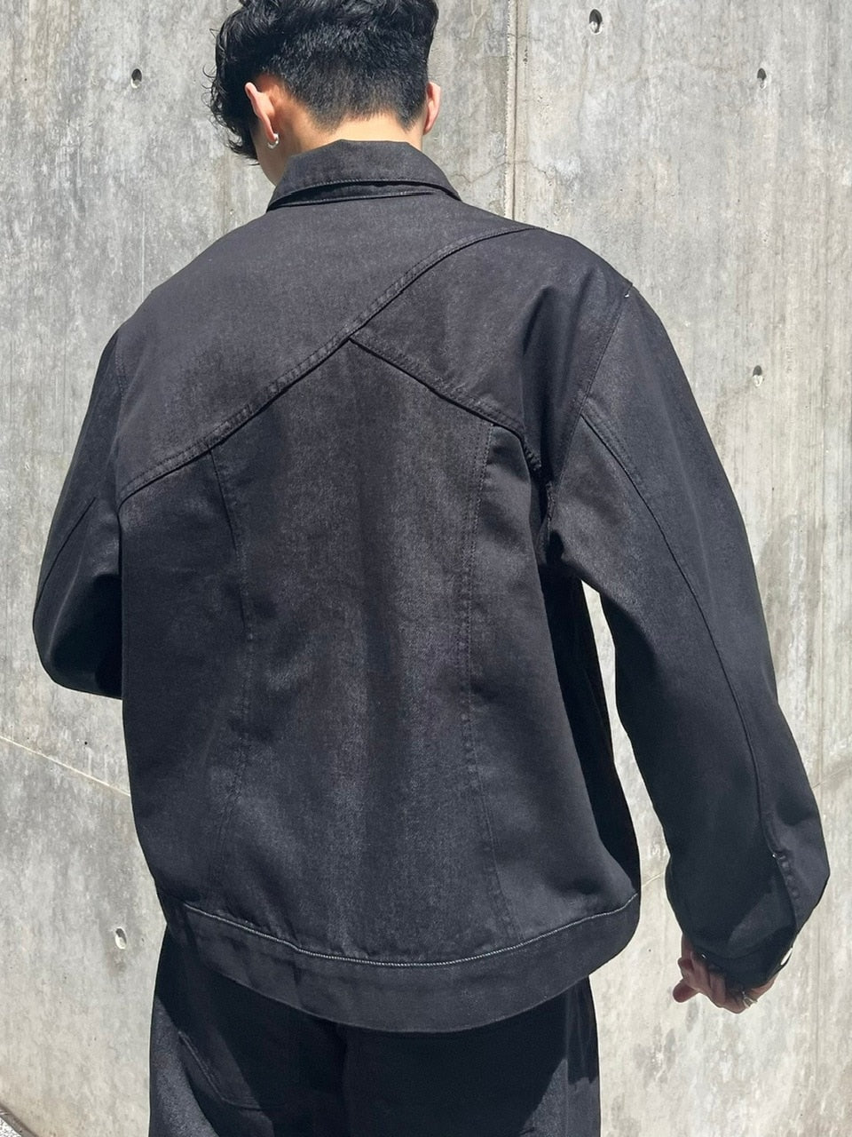 受注制【Chikashitsu +】set up design denim short jacket (2color)