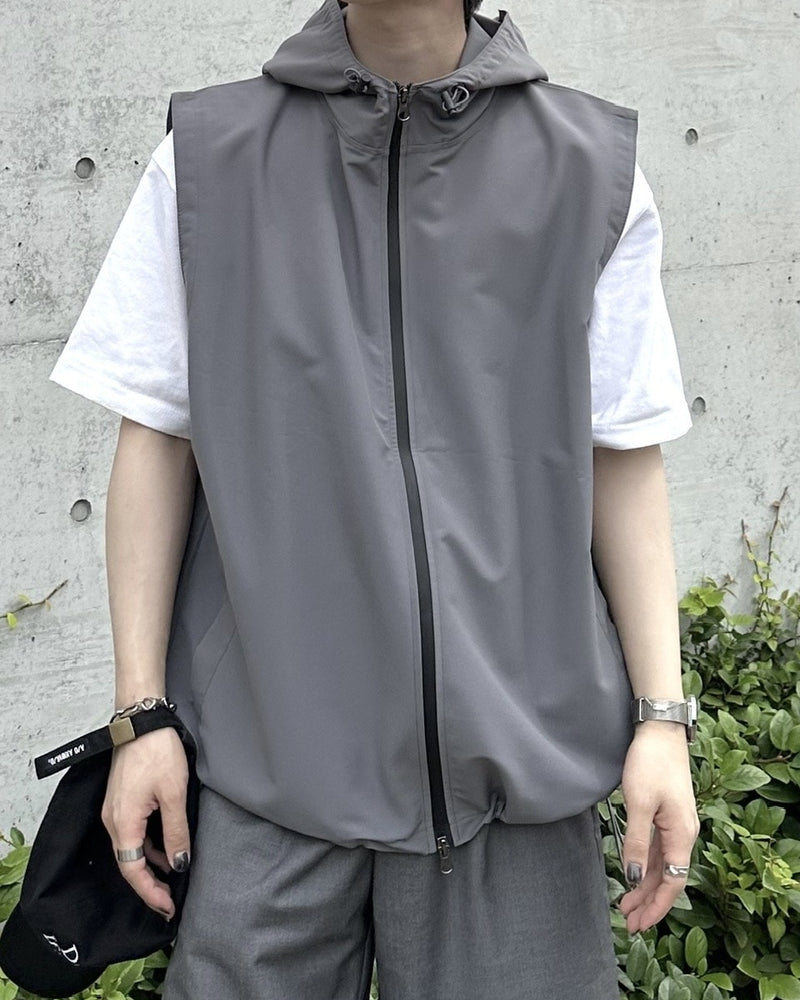 大阪店WEB限定受注制【Chikashitsu +】nylon hood vest (2color)