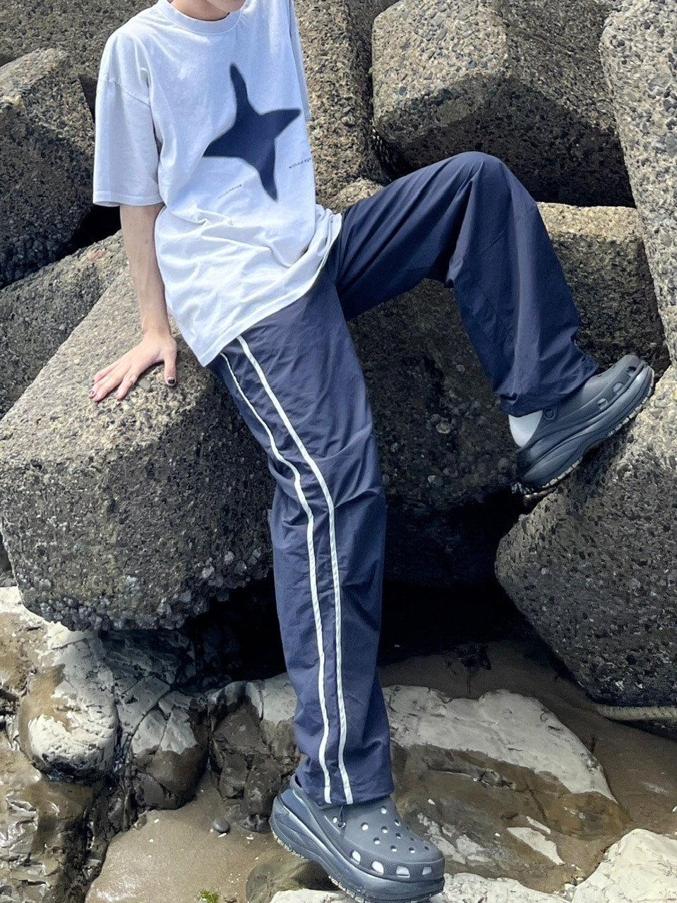 【youll】nylon track wide pants (5color)