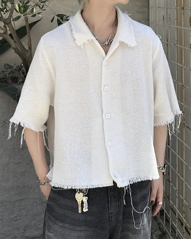 大阪店WEB限定受注制【Chikashitsu +】tweed cropped shirt (2color)