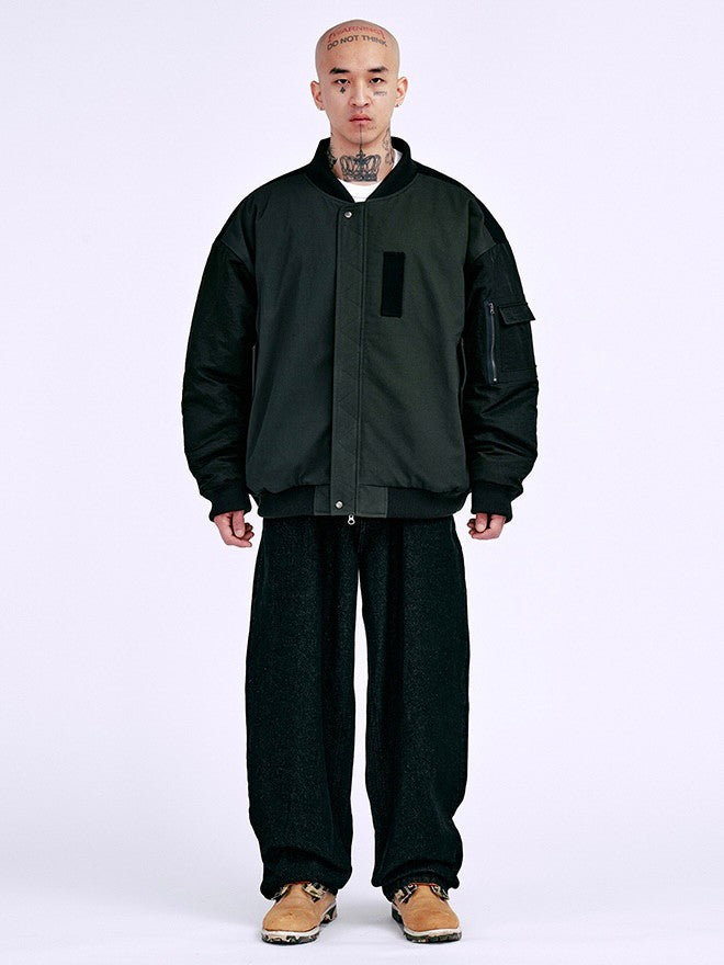 【AJOBYAJO】Fourfold Nylon Mixed Bomber Jacket