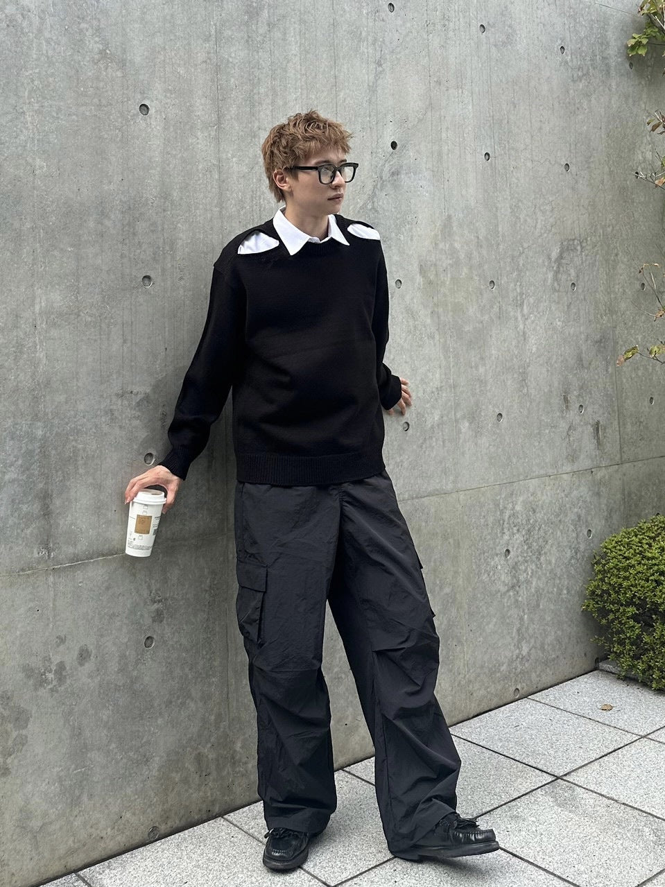 受注制【Chikashitsu +】shoulder slit knit (4color)