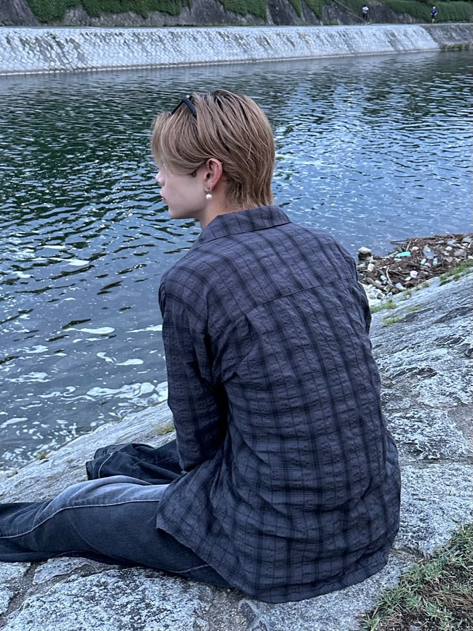 大阪店WEB限定受注制【Chikashitsu +】linen check shirt (3color)