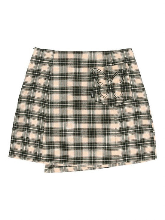 【FANCY CLUB】CHECK BUCKLE WRAP SKIRT / 【ファンシークラブ】チェックバックルラップミニスカート