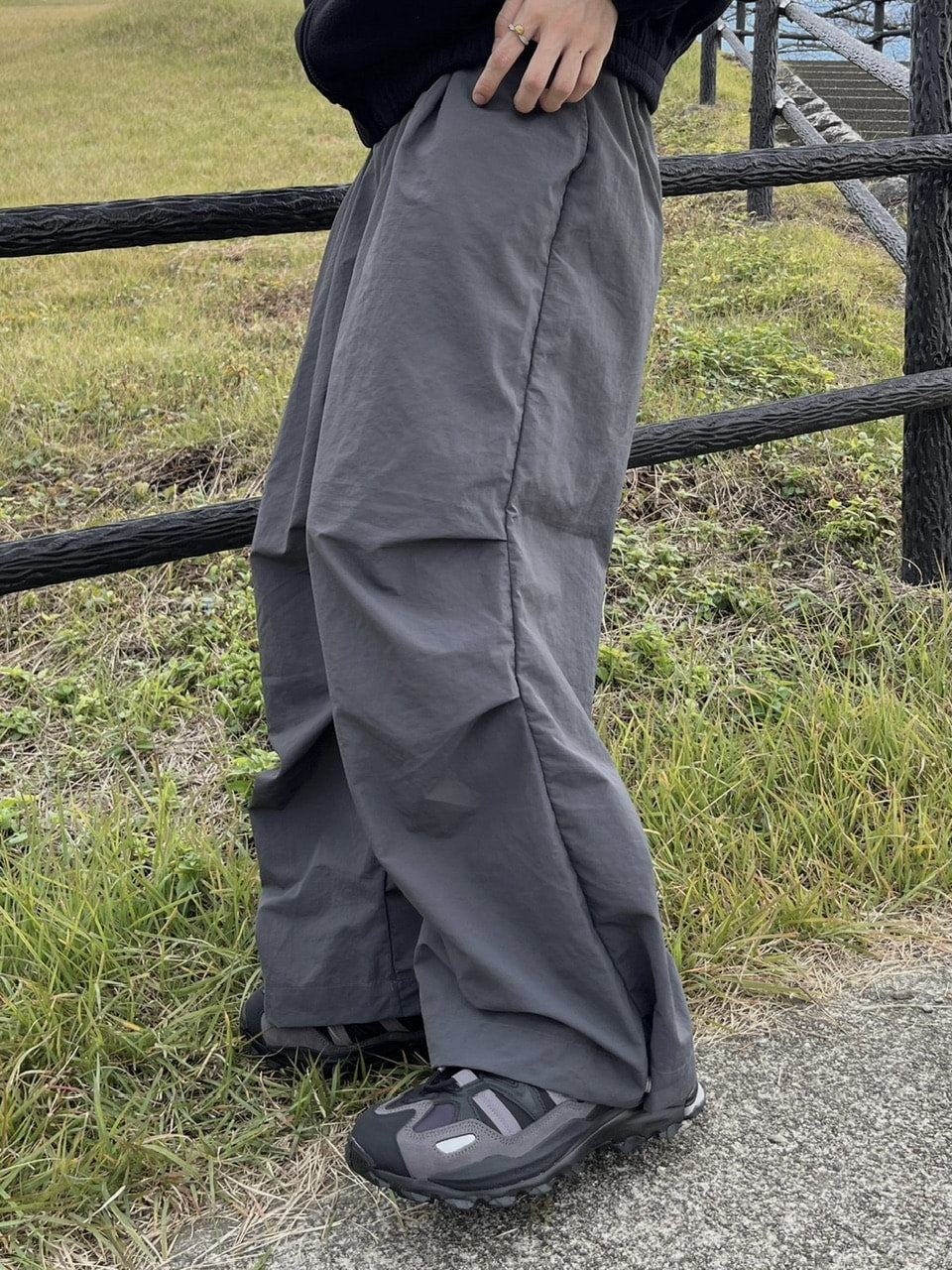 受注制【youll】snap button tuck wide pants (3color)