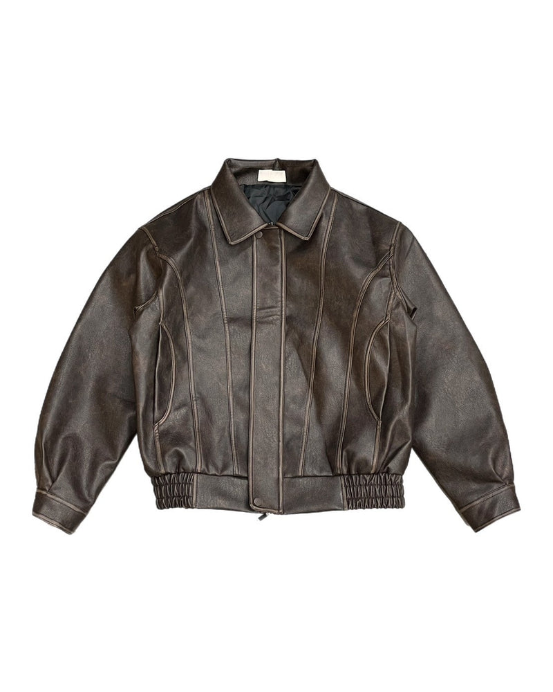 受注制【Chikashitsu +】leather blouson (2color)