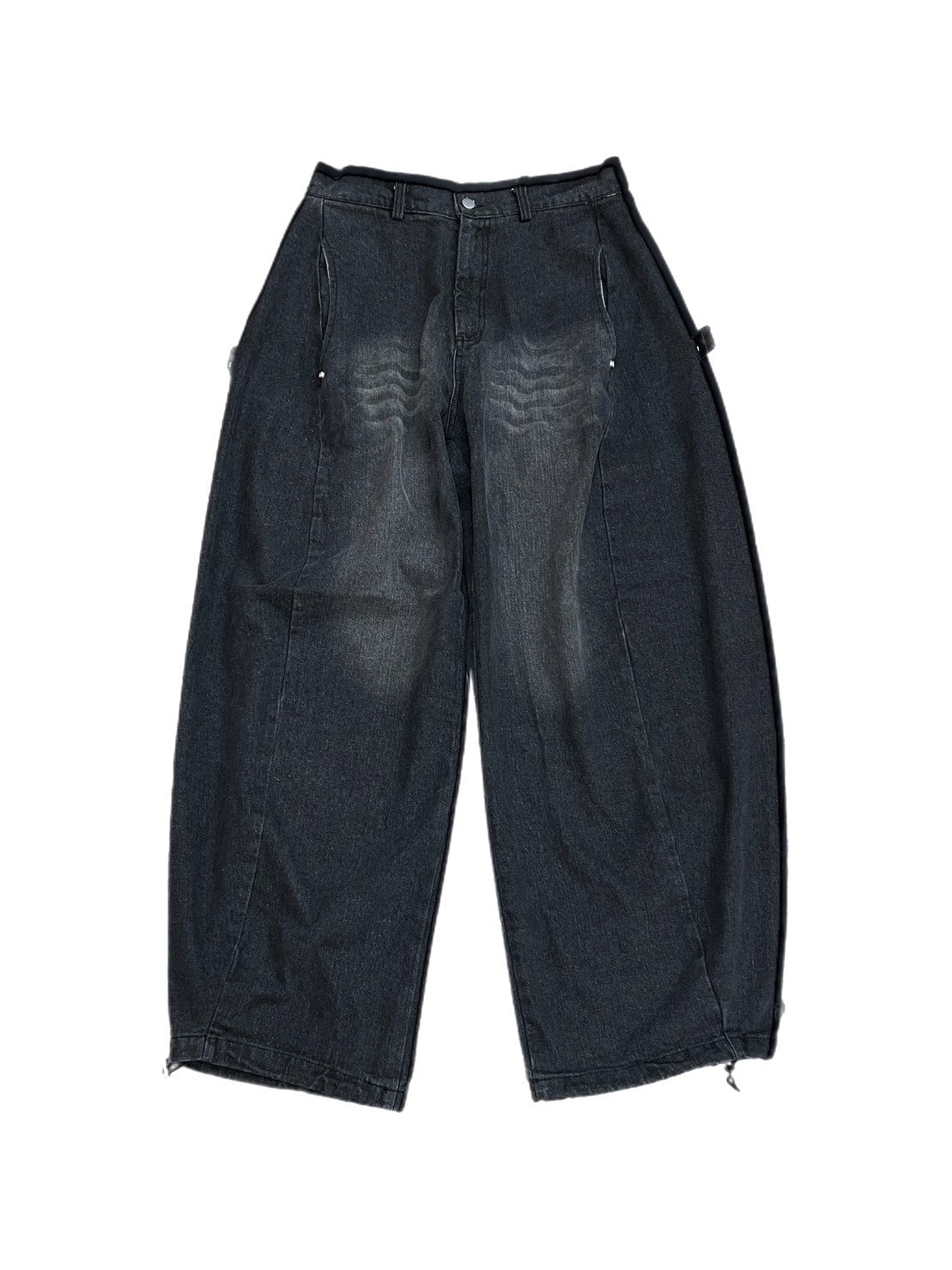 受注制【Chikashitsu +】side snap balloon denim pants (2color