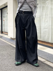 受注制【Chikashitsu +】belt wide slacks (3color)