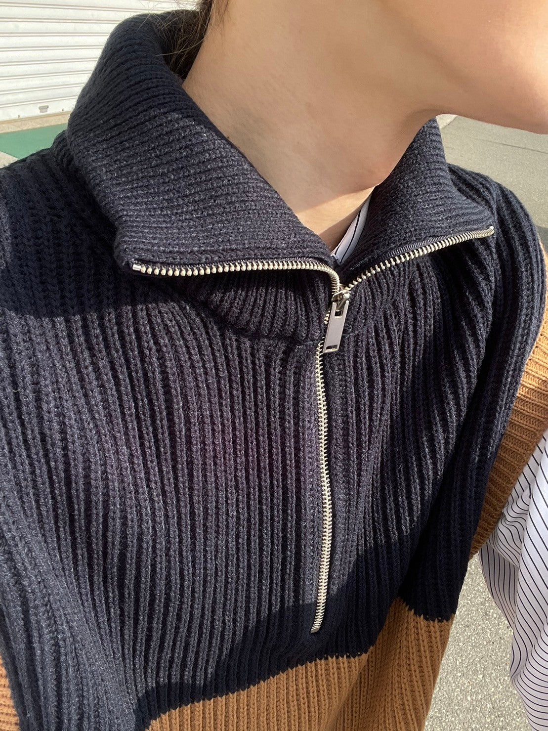 【Chikashitsu +】half zip design vest (3color)