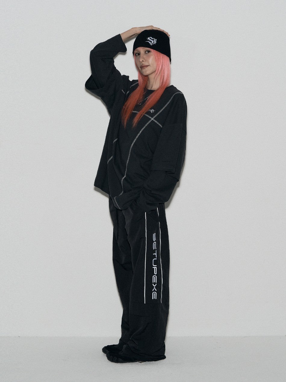 【SETUP‐EXE】LAYERD SLEEVE STITCH T-SHIRT