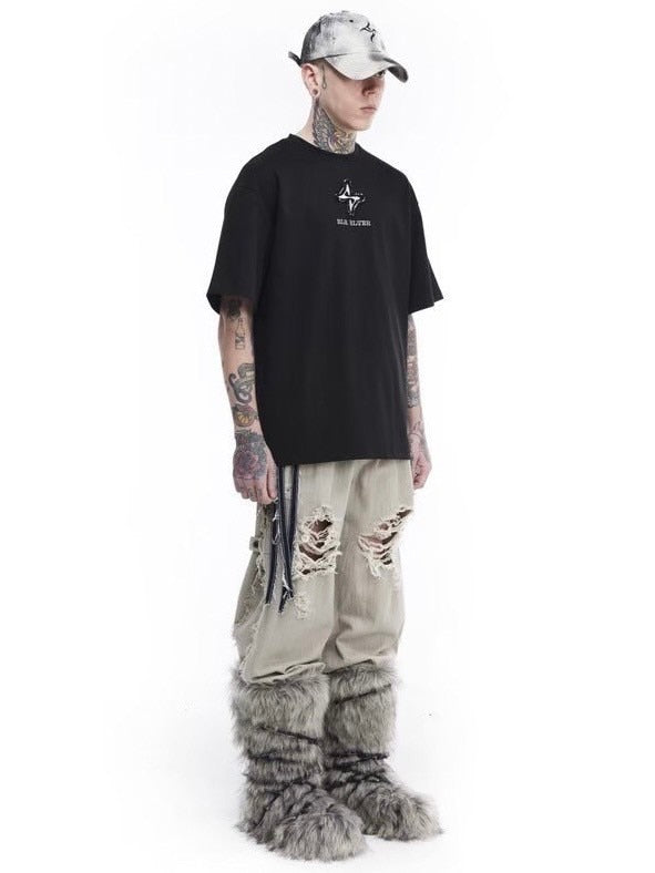 【BLR BLUER】Raw-edged Logo T-shirts