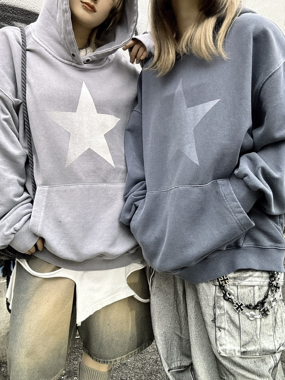 受注制【Never mind the XU】fade star hoodie (3color)