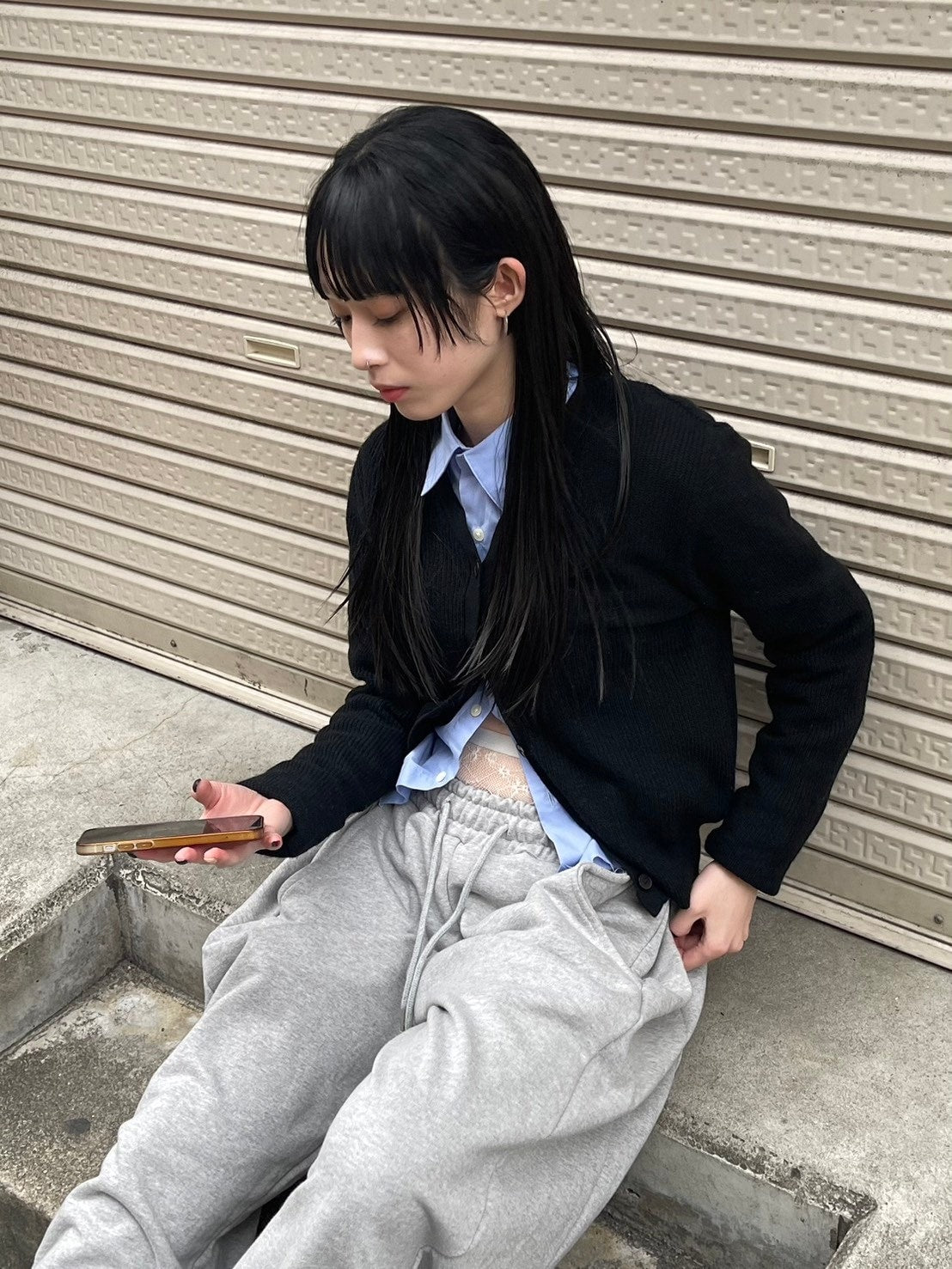 【Chikashitsu + LADIES】vneck rib knit cardigan (2color)