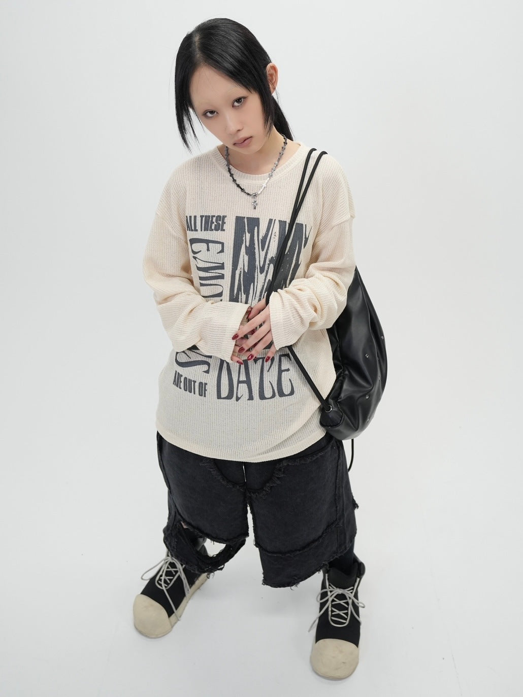 受注制【Bizarre Maiden】vintage mesh long sleeve (2color)